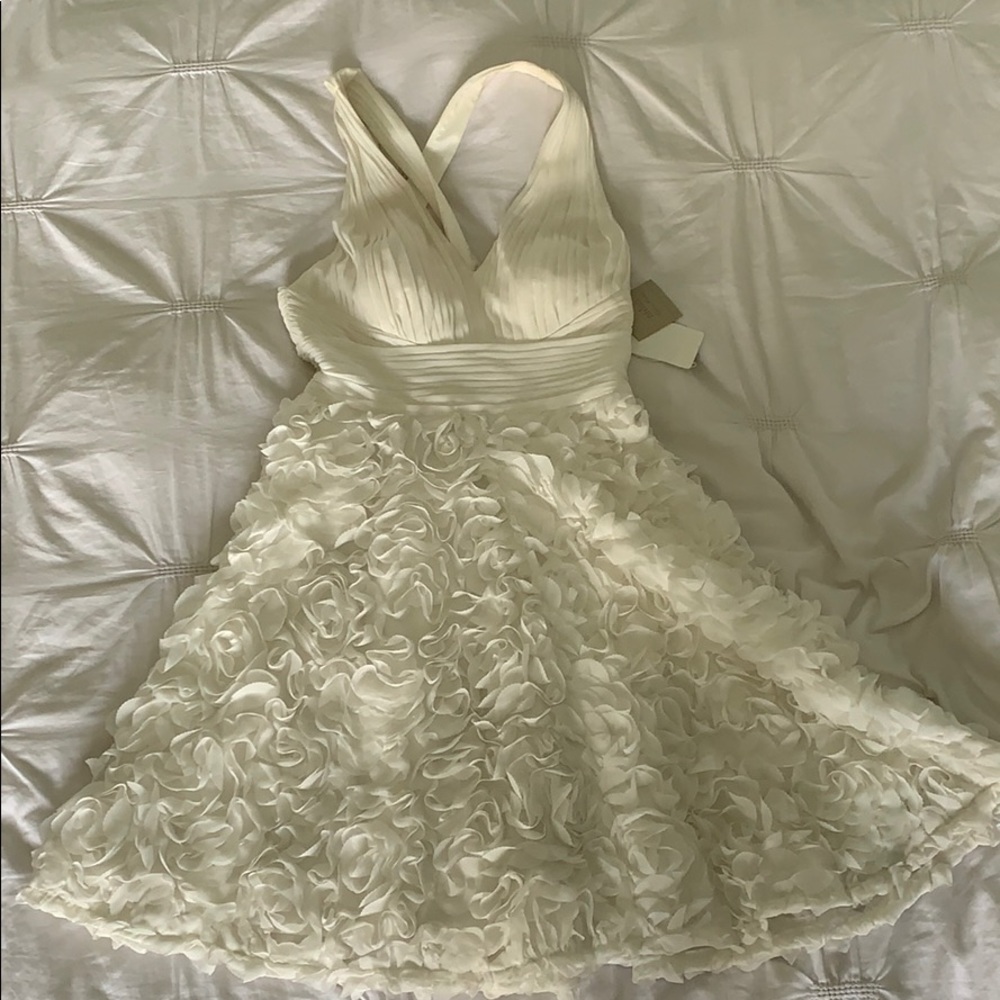 AIDAN WHITE CHFN FLORAL TEXTURE DRESS